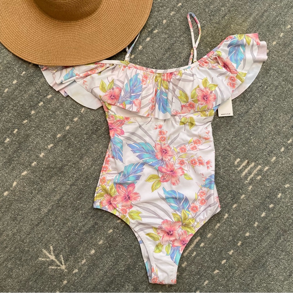 NWT Raisins Maui Gardens Off-the-Shoulder One Piece Swimsuit